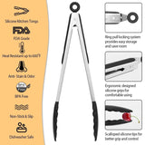 3-Pieces: Kitchen Tongs Stainless Steel with Silicon Kitchen Tools & Gadgets - Tophatter Daily Deals