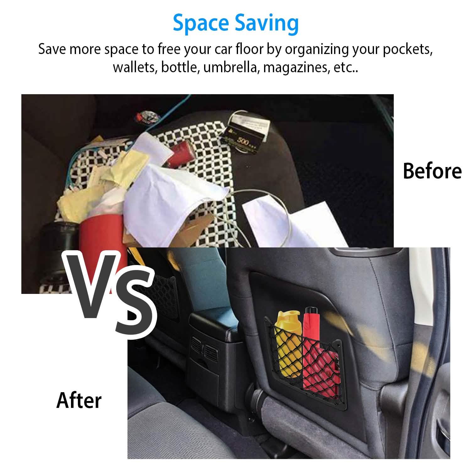 3-Pieces: Mesh Pocket Seat Side Organizer Automotive - Tophatter Daily Deals