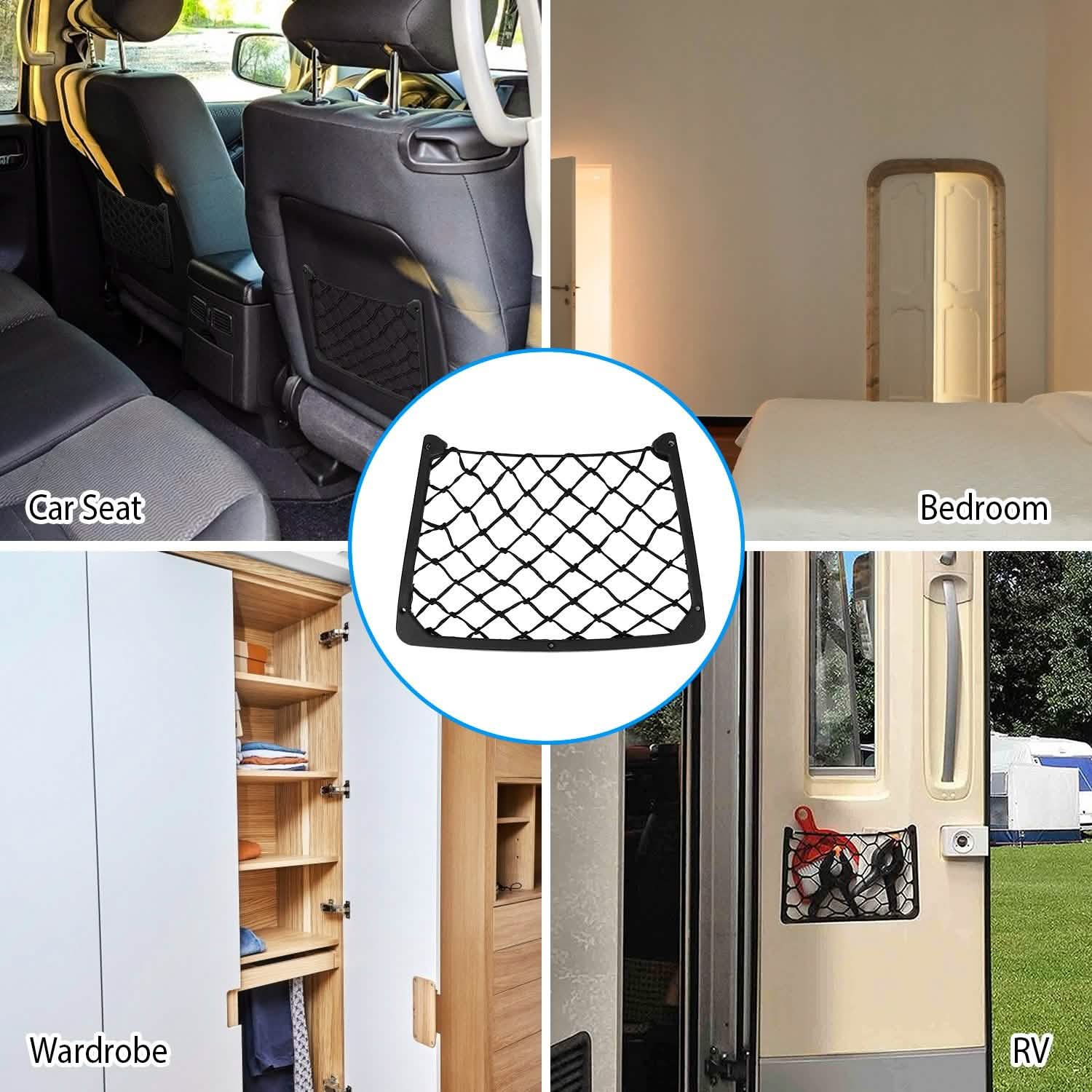 3-Pieces: Mesh Pocket Seat Side Organizer Automotive - Tophatter Daily Deals