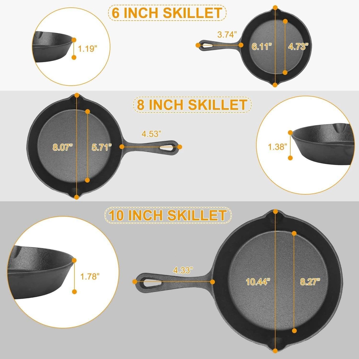 3-Pieces: Pre-Seasoned Cast Iron Skillet Kitchen Tools & Gadgets - Tophatter Daily Deals