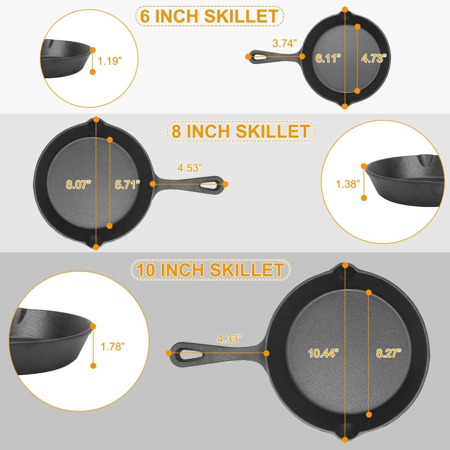 3-Pieces: Pre-Seasoned Cast Iron Skillet Kitchen Tools & Gadgets - Tophatter Daily Deals