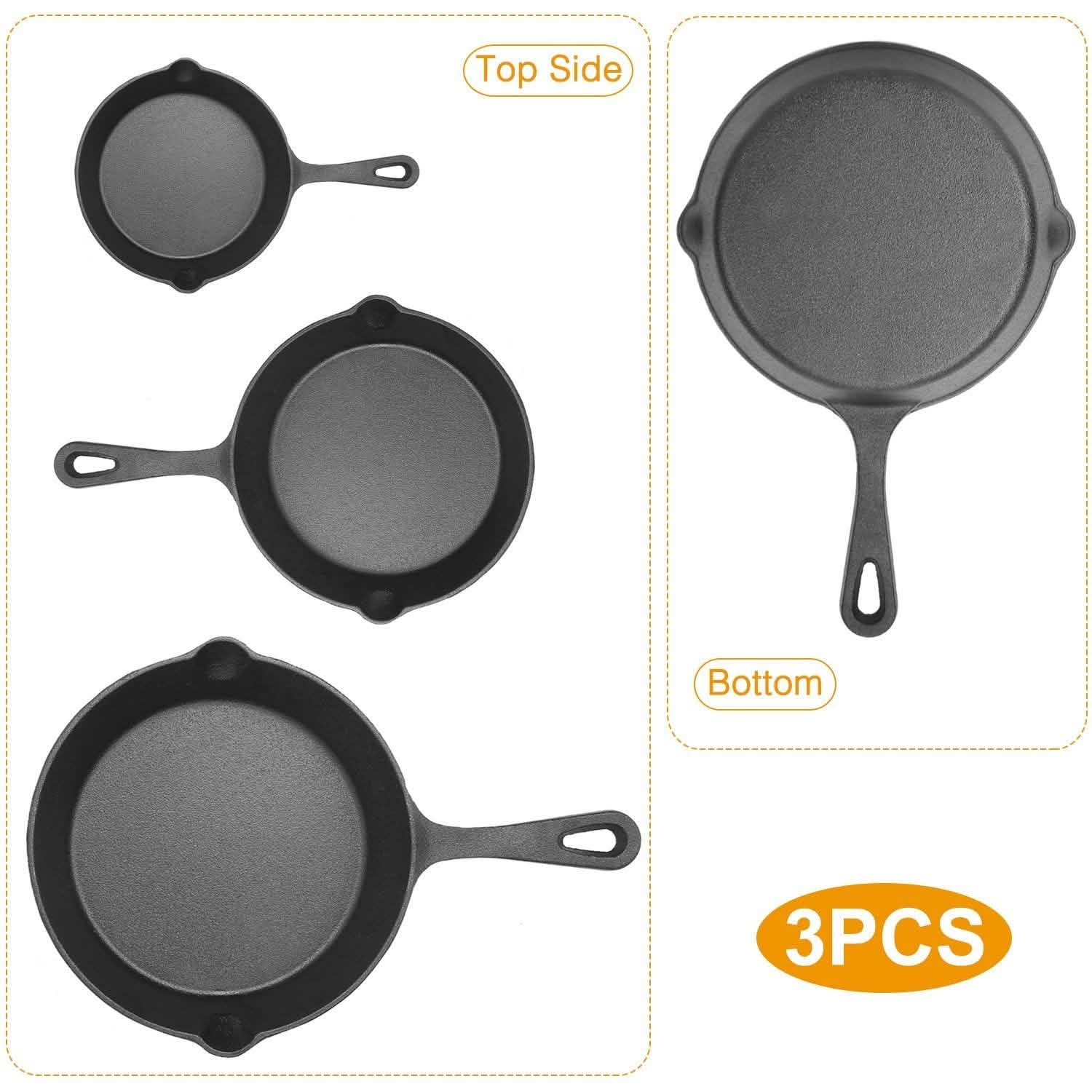 3-Pieces: Pre-Seasoned Cast Iron Skillet Kitchen Tools & Gadgets - Tophatter Daily Deals