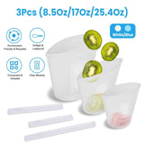 3-Pieces: Silicone Food Storage Bags Reusable Leakproof Food Container Set with 3 Seals Food Storage Containers - Tophatter Daily Deals