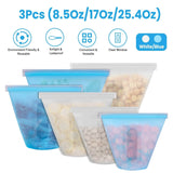 3-Pieces: Silicone Food Storage Bags Reusable Leakproof Food Container Set with 3 Seals Food Storage Containers - Tophatter Daily Deals