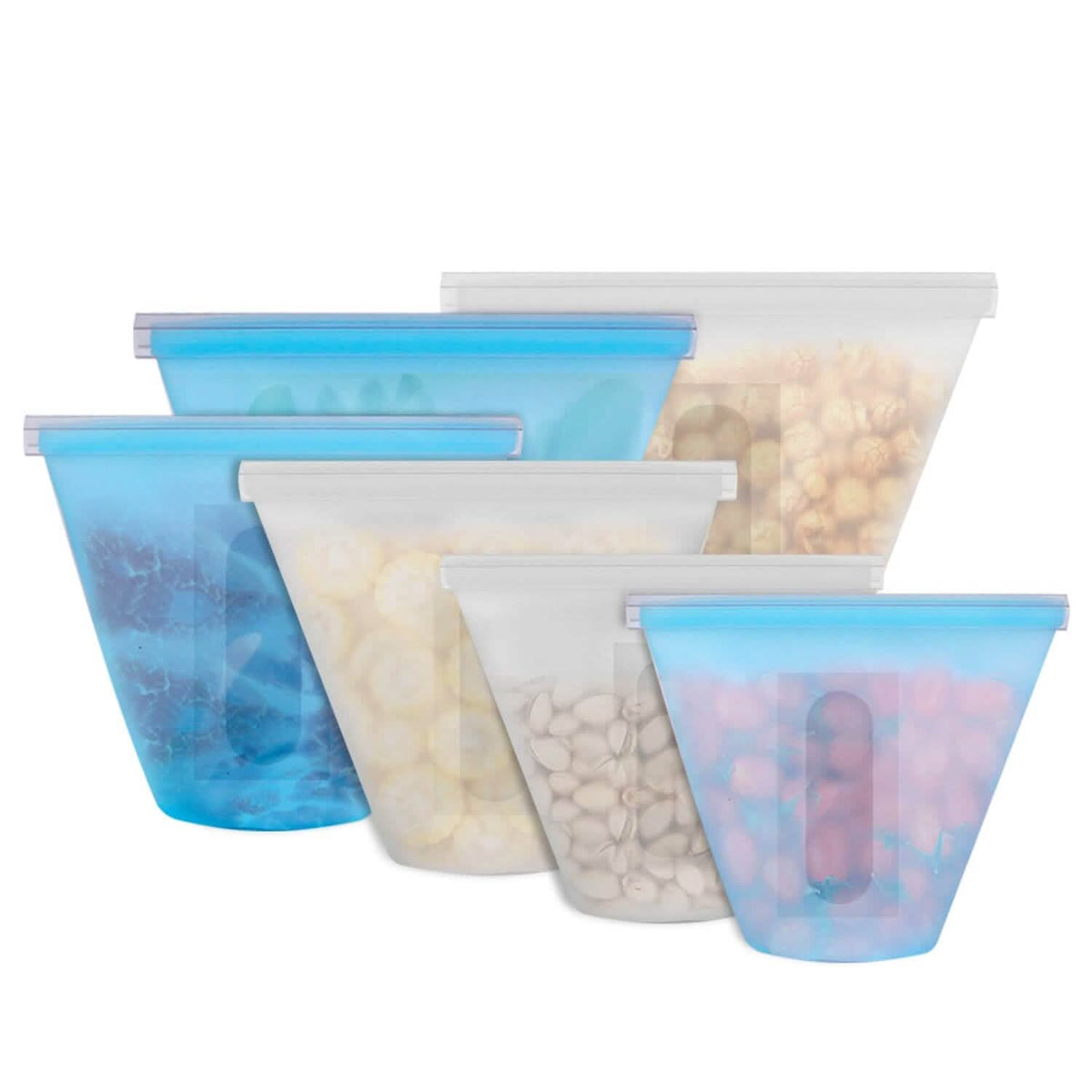 3-Pieces: Silicone Food Storage Bags Reusable Leakproof Food Container Set with 3 Seals Food Storage Containers - Tophatter Daily Deals