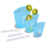 3-Pieces: Silicone Food Storage Bags Reusable Leakproof Food Container Set with 3 Seals Food Storage Containers - Tophatter Daily Deals