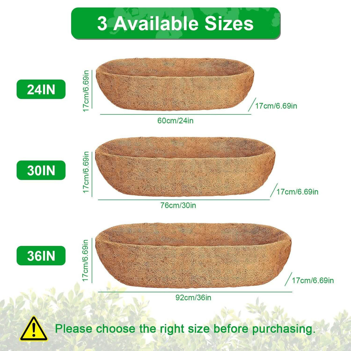 3-Pieces: Trough Coco Basket Half Moon Planter Replacement Garden & Patio - Tophatter Daily Deals