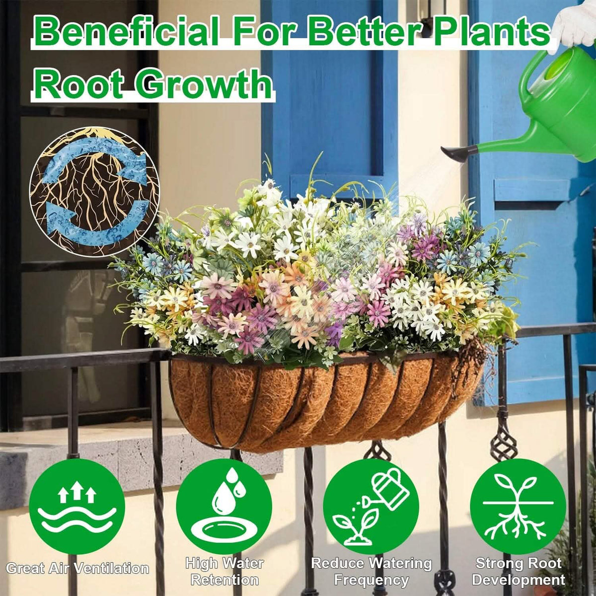 3-Pieces: Trough Coco Basket Half Moon Planter Replacement Garden & Patio - Tophatter Daily Deals