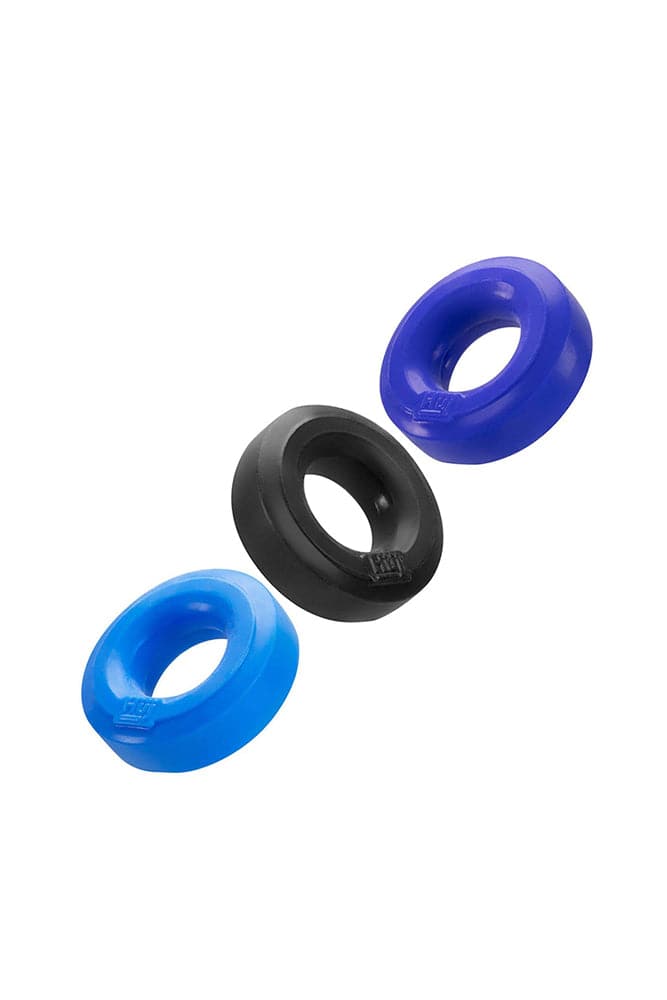 OxBalls - Hunky Junk - 3-Pack Cock Ring Set - Blue Sex Toy - Tophatter Daily Deals