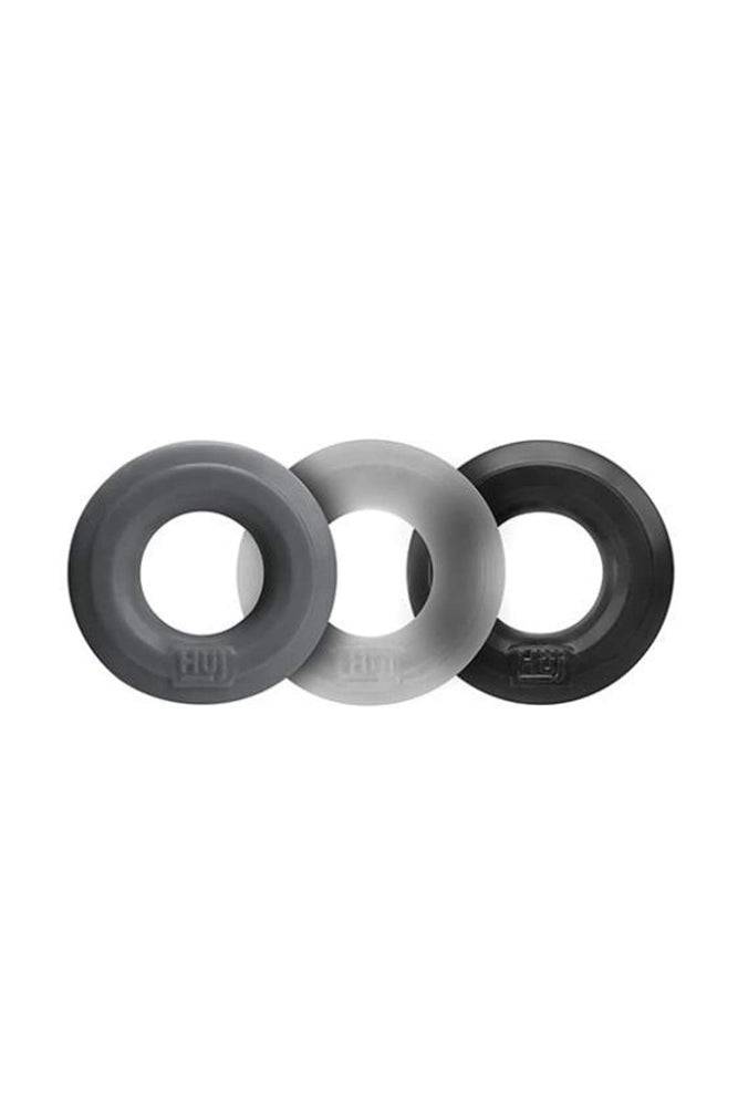 OxBalls - Hunky Junk - 3-Pack Cock Ring Set - Grey Sex Toy - Tophatter Daily Deals