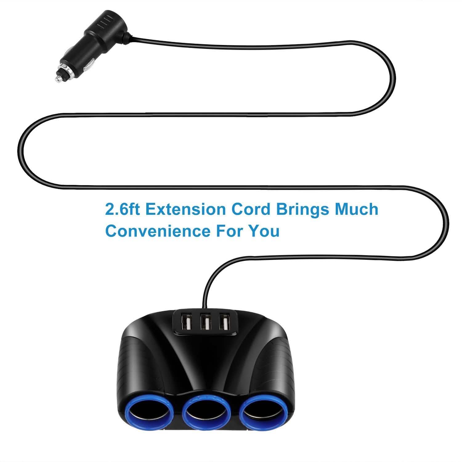 3-Socket Car Cigarette Lighter Splitter Automotive - Tophatter Daily Deals