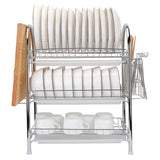 3-Tier Dish Drying Rack Shelf with 3 Drain Trays Chopping Board Kitchen Storage - Tophatter Daily Deals