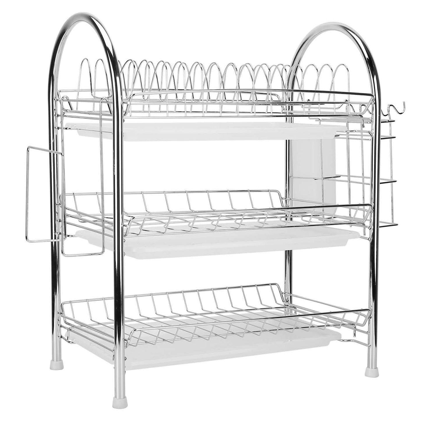 3-Tier Dish Drying Rack Shelf with 3 Drain Trays Chopping Board Kitchen Storage - Tophatter Daily Deals