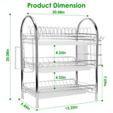 3-Tier Dish Drying Rack Shelf with 3 Drain Trays Chopping Board Kitchen Storage - Tophatter Daily Deals