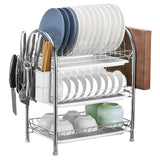 3-Tier Dish Drying Rack Shelf with 3 Drain Trays Chopping Board Kitchen Storage - Tophatter Daily Deals