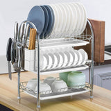 3-Tier Dish Drying Rack Shelf with 3 Drain Trays Chopping Board Kitchen Storage - Tophatter Daily Deals