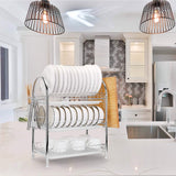 3-Tier Dish Drying Rack Shelf with 3 Drain Trays Chopping Board Kitchen Storage - Tophatter Daily Deals