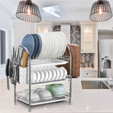 3-Tier Dish Drying Rack Shelf with 3 Drain Trays Chopping Board Kitchen Storage - Tophatter Daily Deals