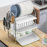 3-Tier Dish Drying Rack Shelf with 3 Drain Trays Chopping Board Kitchen Storage - Tophatter Daily Deals