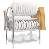 3-Tier Dish Drying Rack Shelf with 3 Drain Trays Chopping Board Kitchen Storage - Tophatter Daily Deals