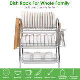 3-Tier Dish Drying Rack Shelf with 3 Drain Trays Chopping Board Kitchen Storage - Tophatter Daily Deals