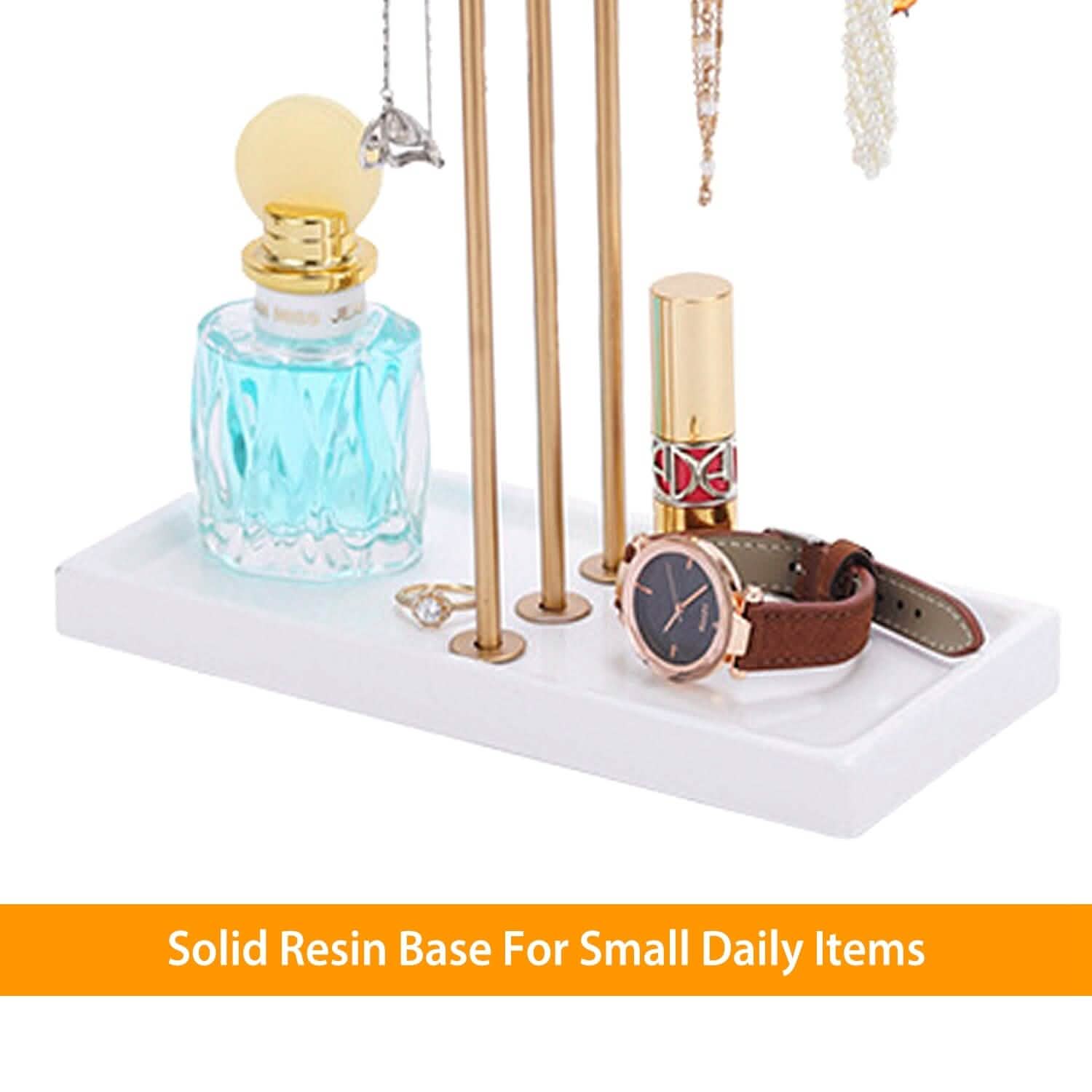 3-Tier Gold Metal Tabletop Jewelry Tree Stand Storage & Organization - Tophatter Daily Deals