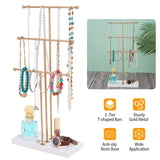 3-Tier Gold Metal Tabletop Jewelry Tree Stand Storage & Organization - Tophatter Daily Deals