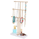 3-Tier Gold Metal Tabletop Jewelry Tree Stand Storage & Organization - Tophatter Daily Deals