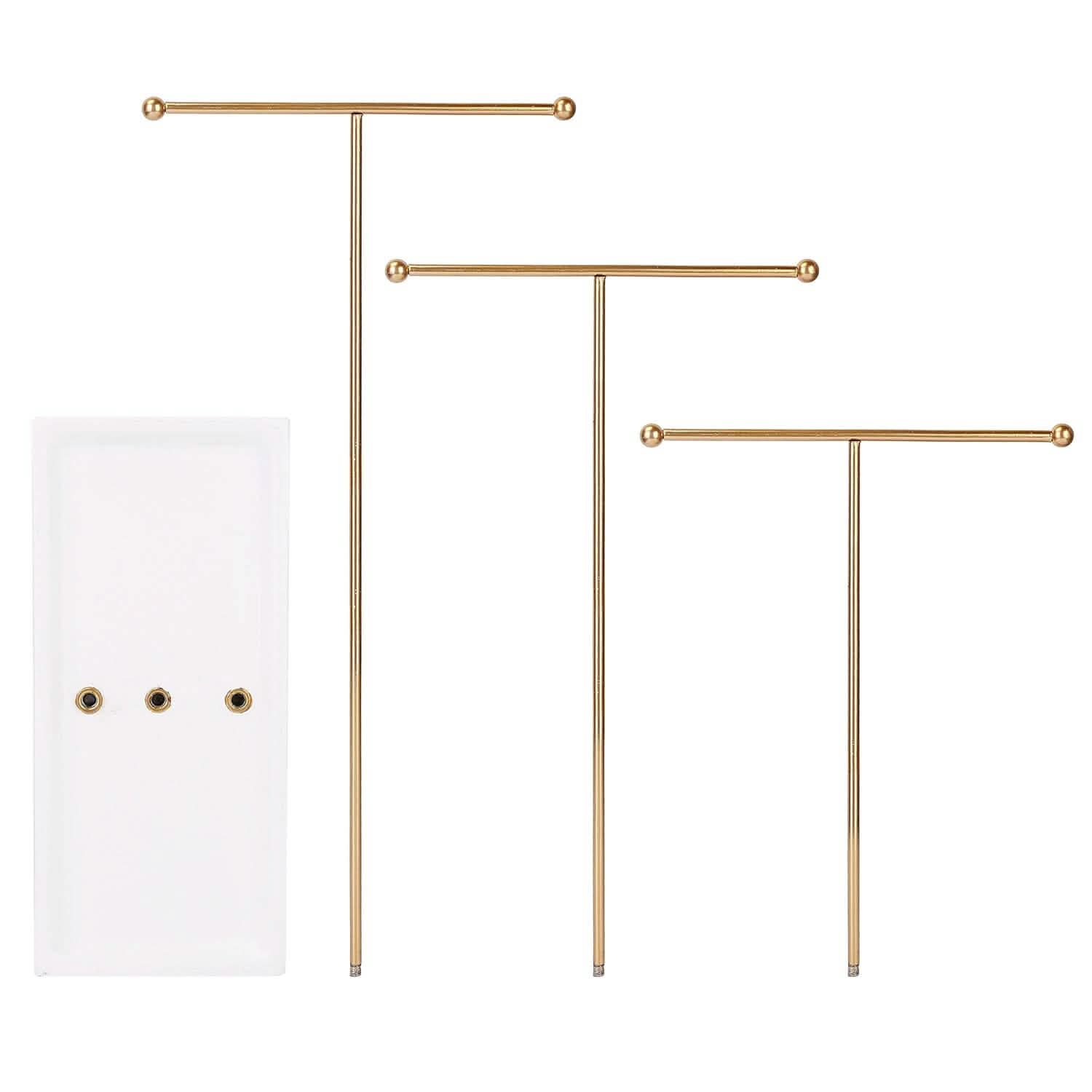 3-Tier Gold Metal Tabletop Jewelry Tree Stand Storage & Organization - Tophatter Daily Deals