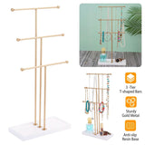 3-Tier Gold Metal Tabletop Jewelry Tree Stand Storage & Organization - Tophatter Daily Deals