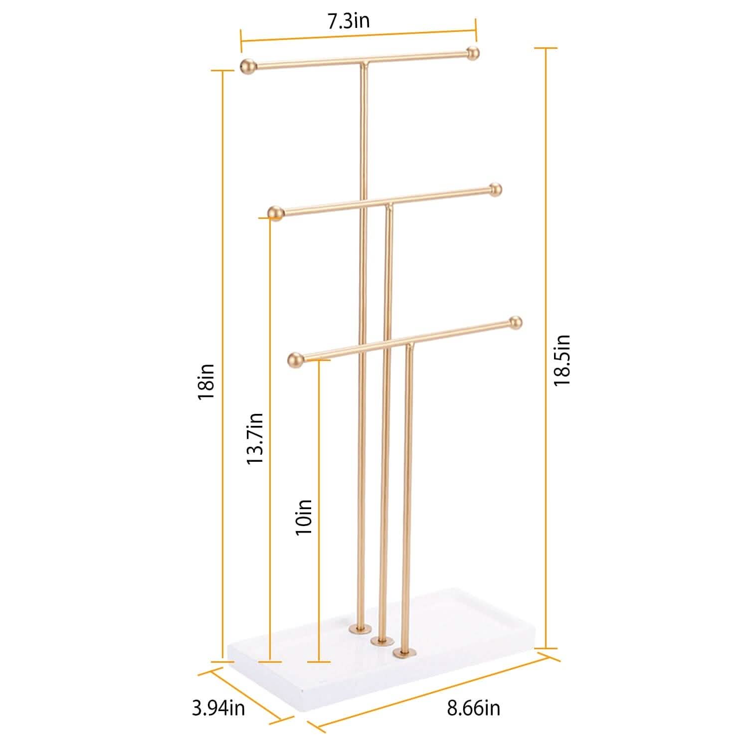 3-Tier Gold Metal Tabletop Jewelry Tree Stand Storage & Organization - Tophatter Daily Deals