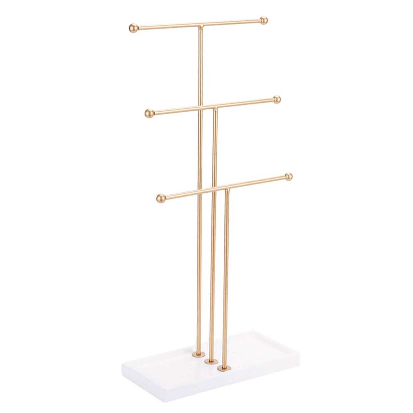 3-Tier Gold Metal Tabletop Jewelry Tree Stand Storage & Organization - Tophatter Daily Deals