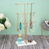 3-Tier Gold Metal Tabletop Jewelry Tree Stand Storage & Organization - Tophatter Daily Deals