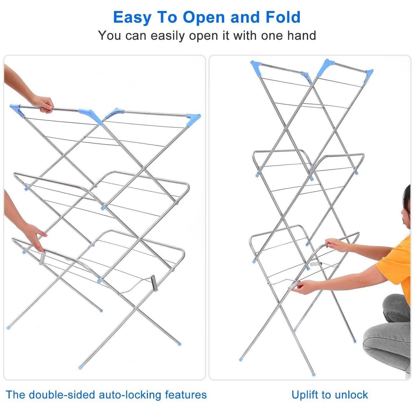 3 Tier Laundry Rack Foldable Clothes Drying Rack Storage & Organization - Tophatter Daily Deals