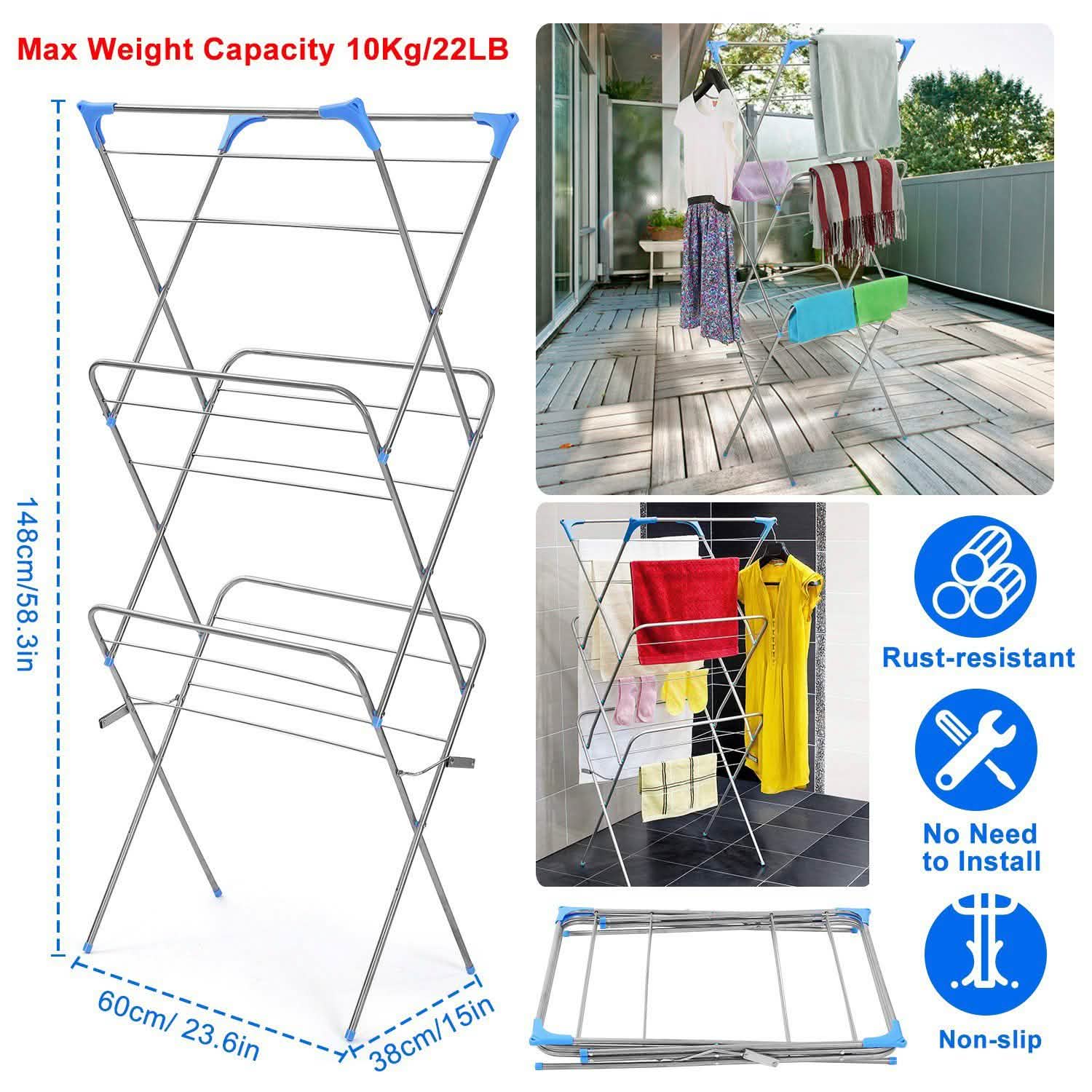 3 Tier Laundry Rack Foldable Clothes Drying Rack Storage & Organization - Tophatter Daily Deals