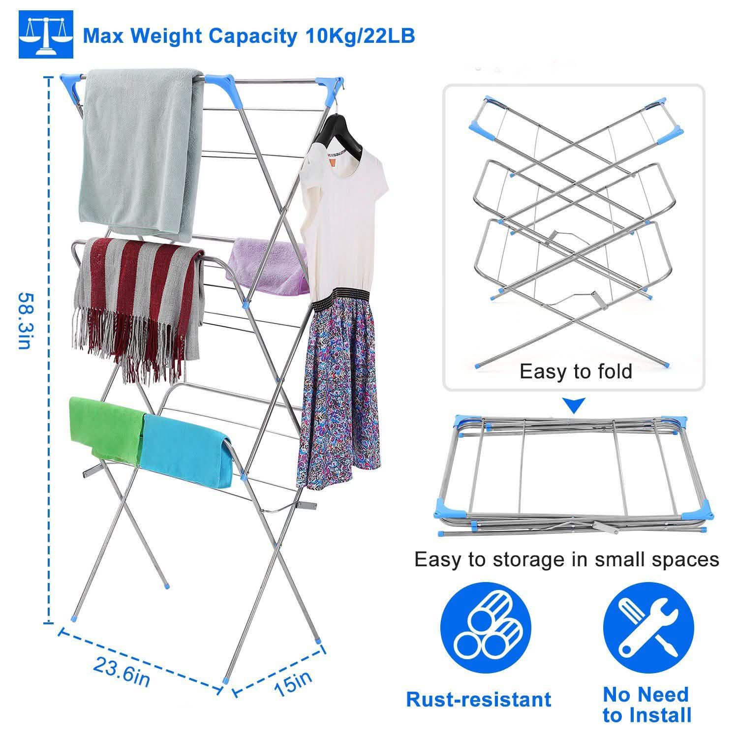 3 Tier Laundry Rack Foldable Clothes Drying Rack Storage & Organization - Tophatter Daily Deals