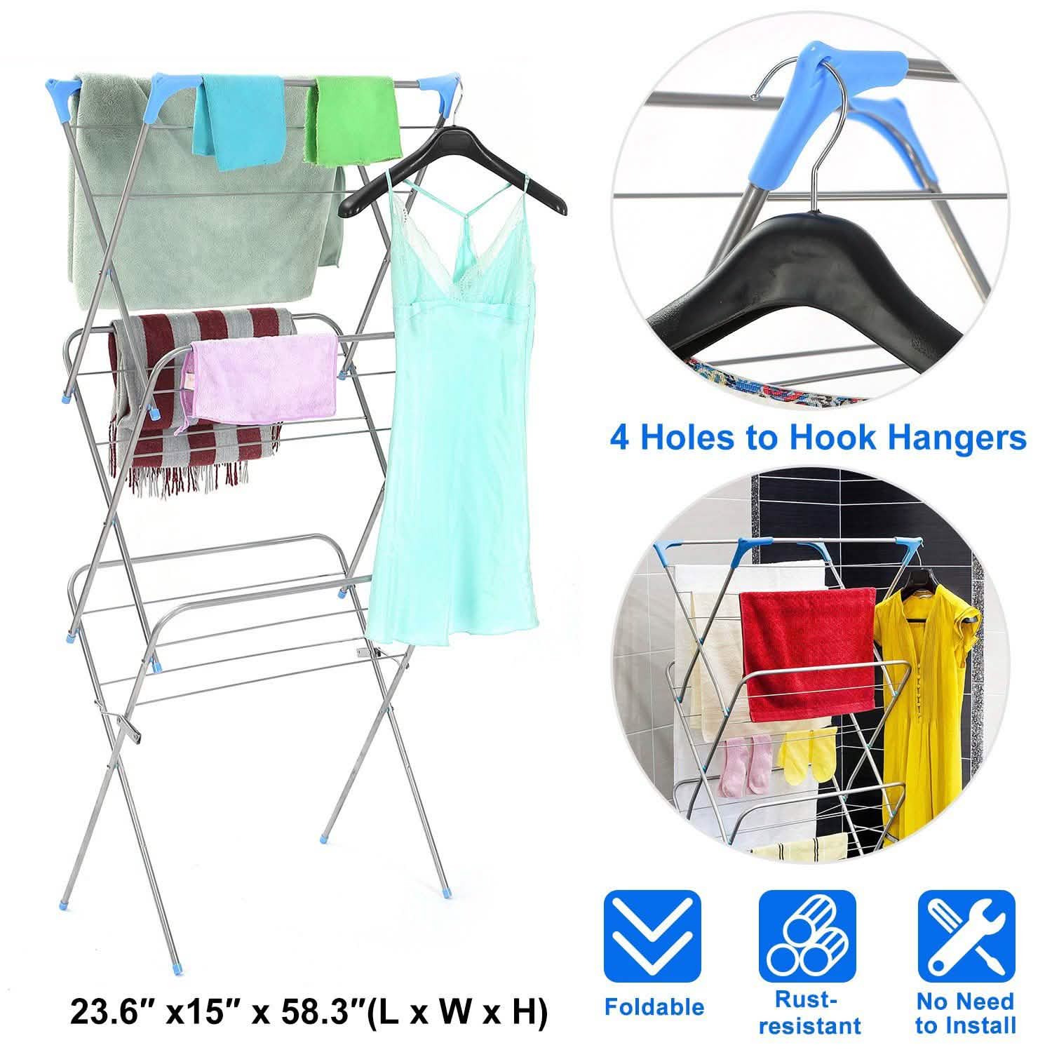 3 Tier Laundry Rack Foldable Clothes Drying Rack Storage & Organization - Tophatter Daily Deals