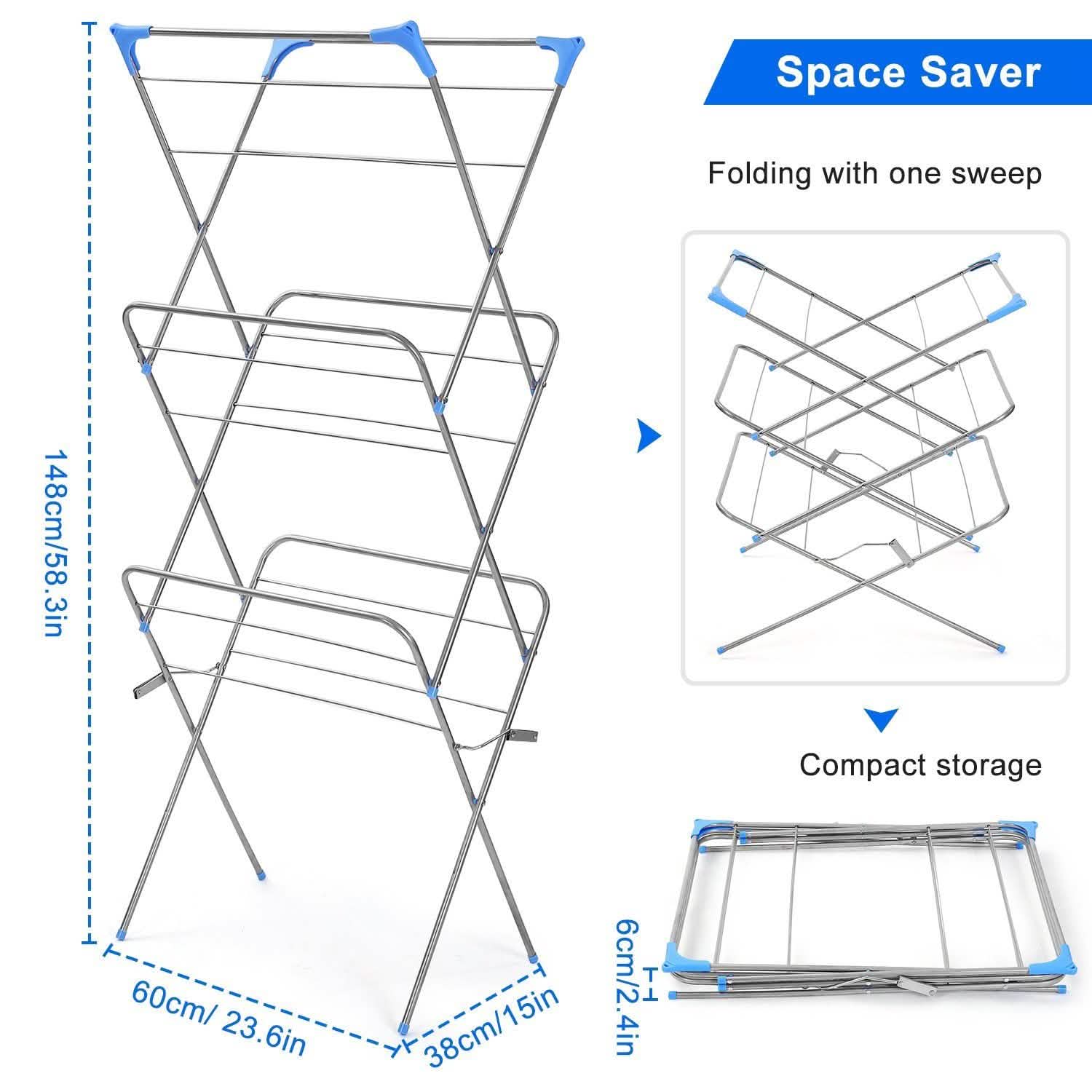 3 Tier Laundry Rack Foldable Clothes Drying Rack Storage & Organization - Tophatter Daily Deals