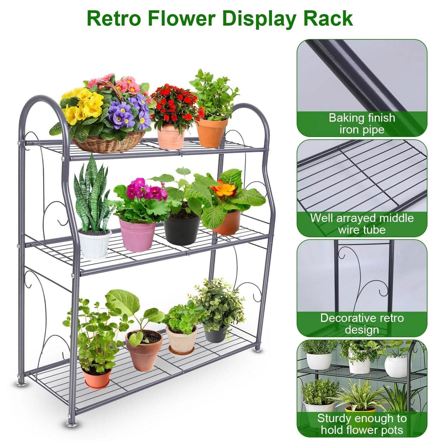 3-Tier Plant Stand Shelf Display Rack Garden & Patio - Tophatter Daily Deals
