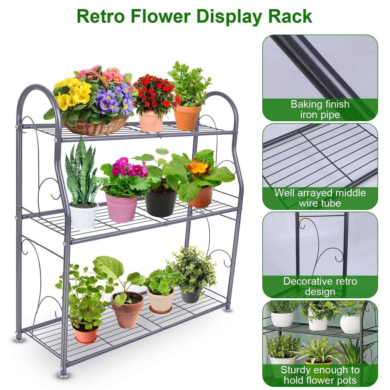 3-Tier Plant Stand Shelf Display Rack Garden & Patio - Tophatter Daily Deals