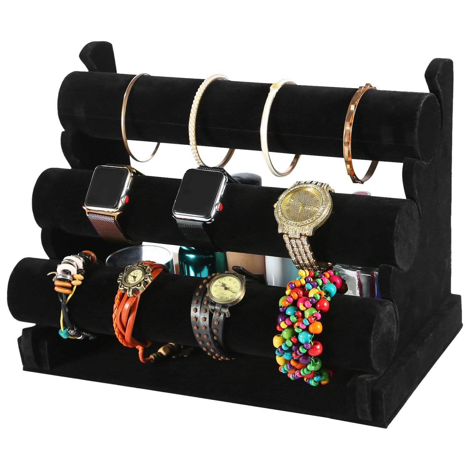 3-Tier Velvet Jewelry Stand Storage & Organization - Tophatter Daily Deals