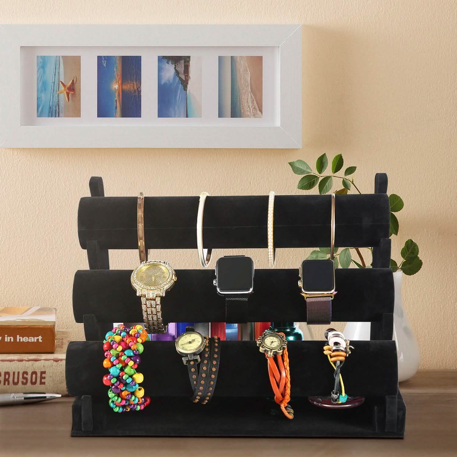3-Tier Velvet Jewelry Stand Storage & Organization - Tophatter Daily Deals