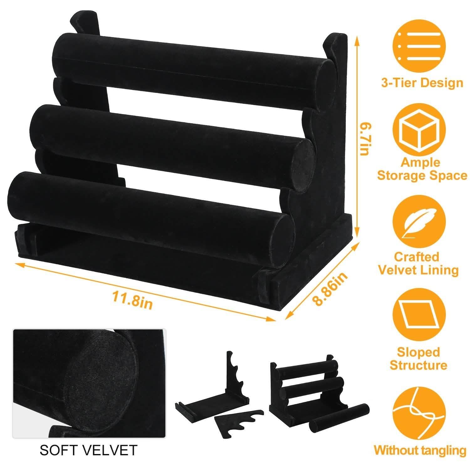 3-Tier Velvet Jewelry Stand Storage & Organization - Tophatter Daily Deals