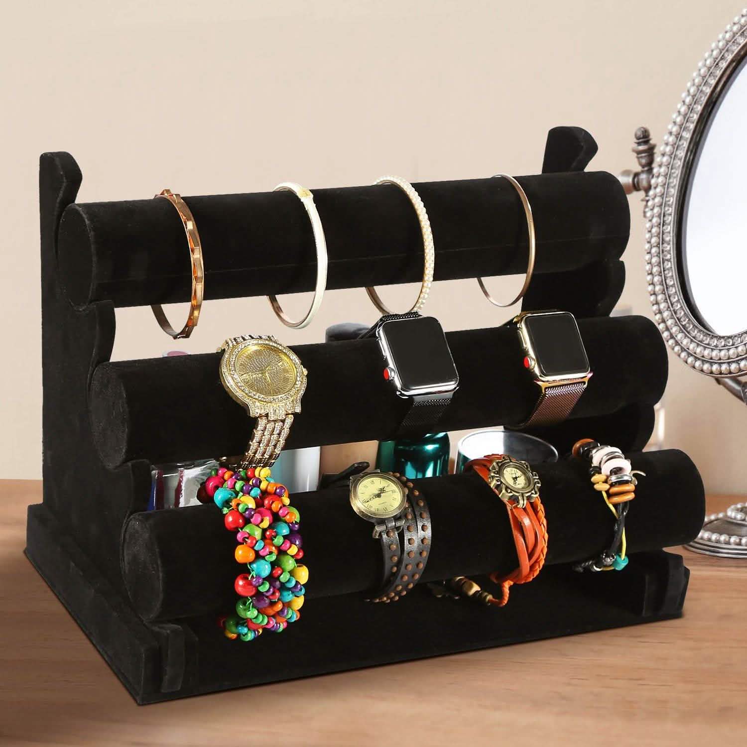 3-Tier Velvet Jewelry Stand Storage & Organization - Tophatter Daily Deals