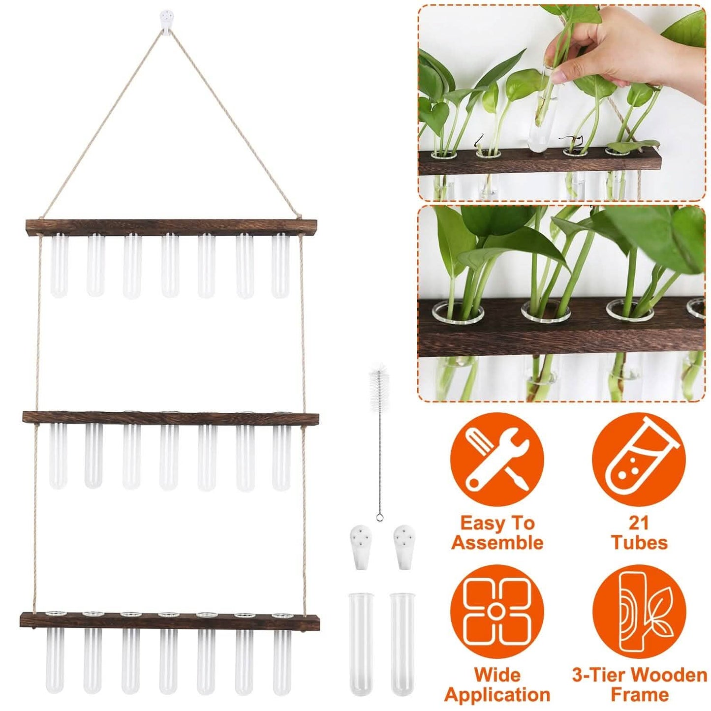 3-Tier Wall Hanging Glass Tube Planter Garden & Patio - Tophatter Daily Deals