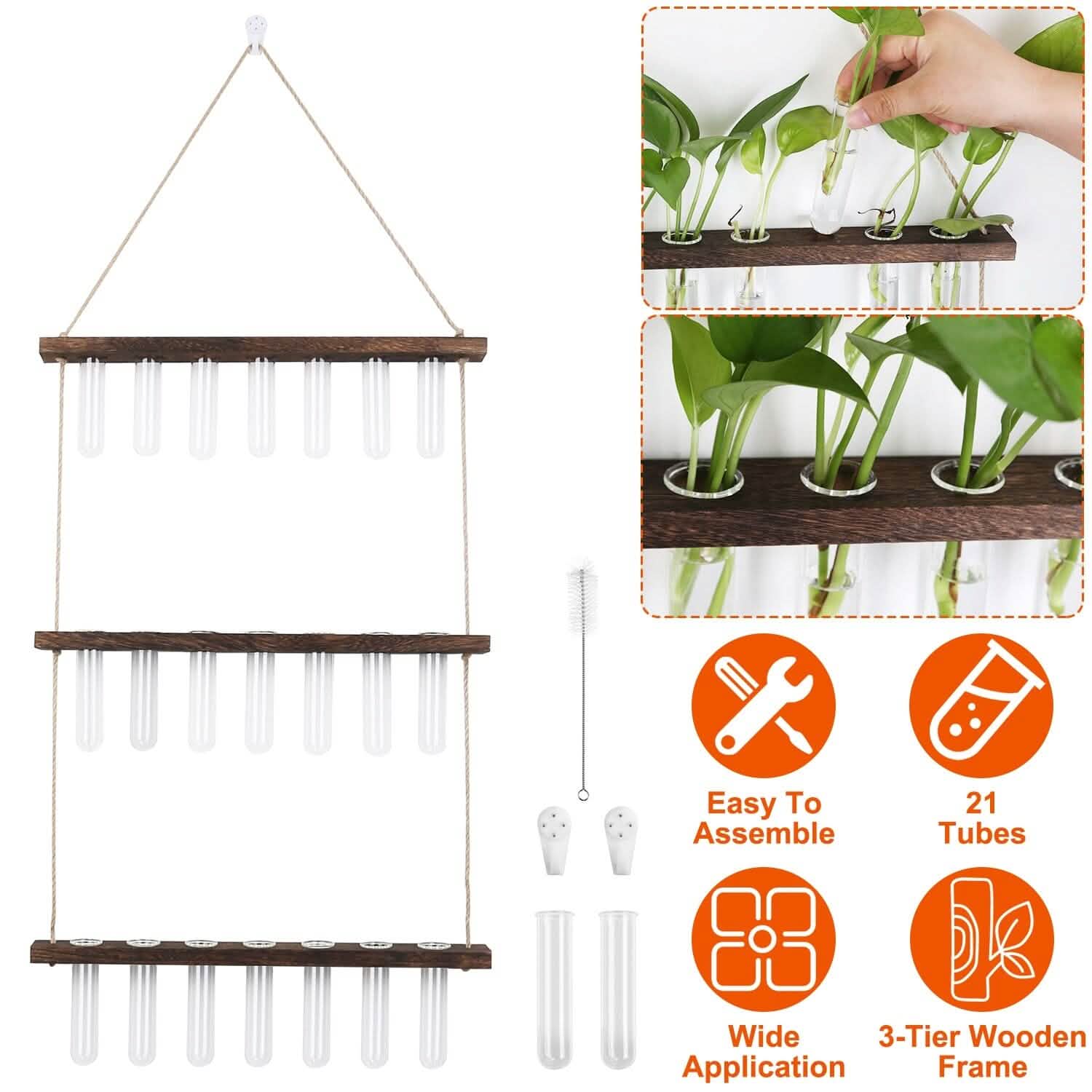 3-Tier Wall Hanging Glass Tube Planter Garden & Patio - Tophatter Daily Deals