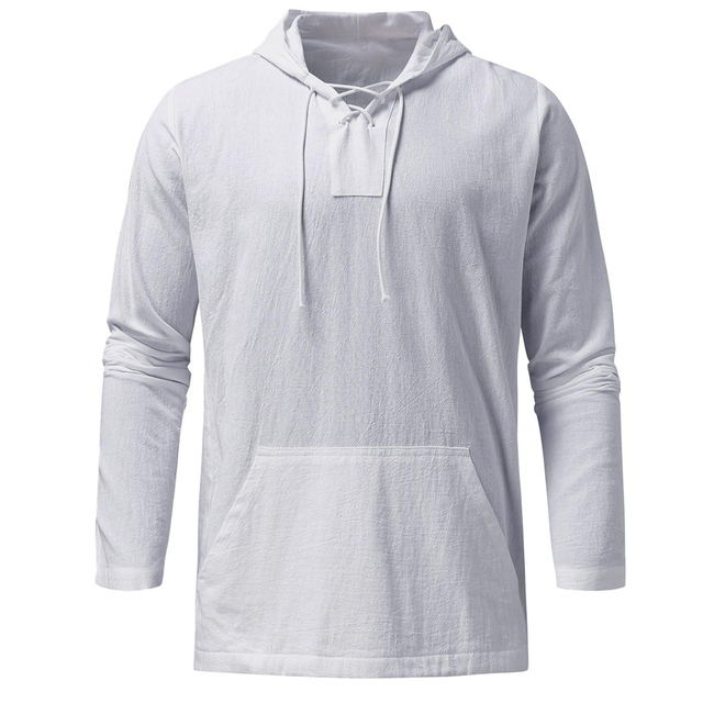 Lightweight Casual Mens Pullover - Laceup V Neck, Linen - Tophatter Daily Deals
