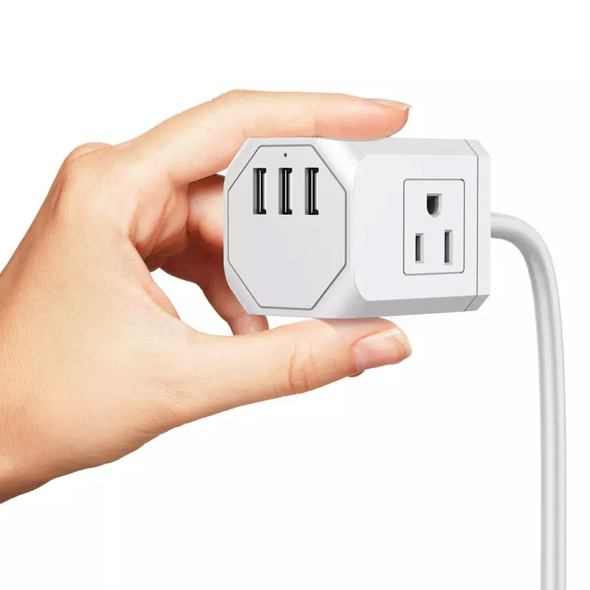 3 Wall Outlets with 3 USB Ports (5ft cord) USB Charger - Tophatter Daily Deals