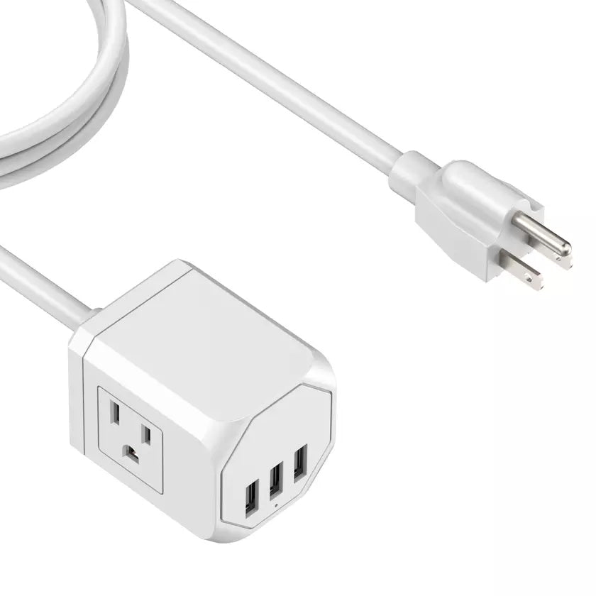 3 Wall Outlets with 3 USB Ports (5ft cord) USB Charger - Tophatter Daily Deals