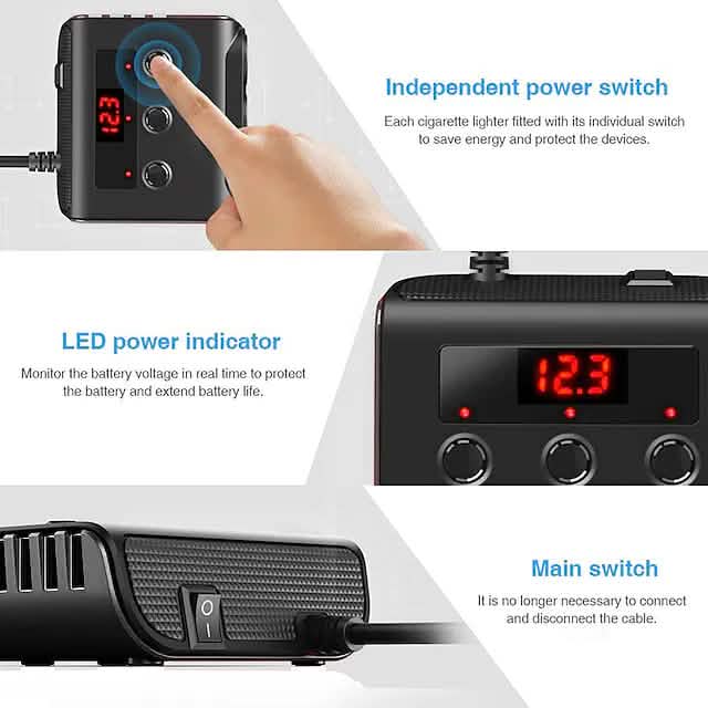 3-Way Car Plug Charger Adapter Automotive - Tophatter Daily Deals